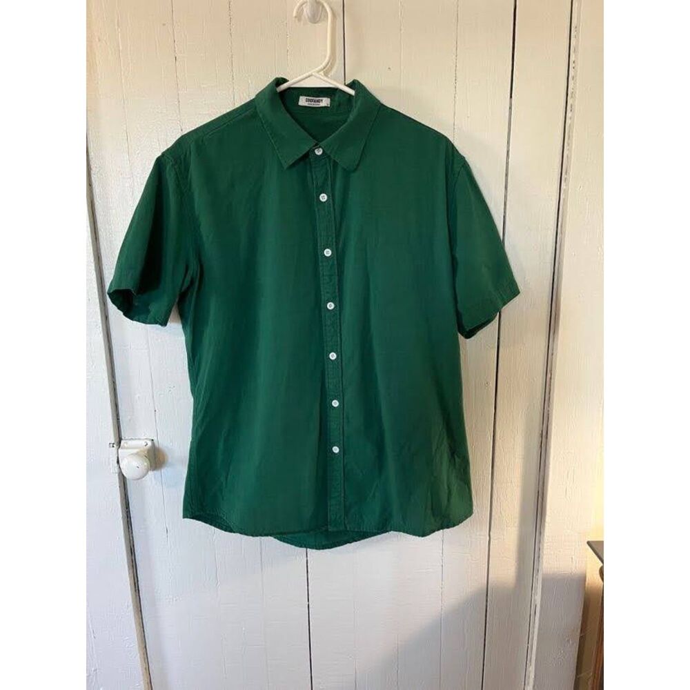 Linen Blend Mens Button Up Green